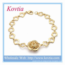 Ouro indiano kada desenhos flor pulseira link cadeia banhado a ouro pulseira jóias de liga